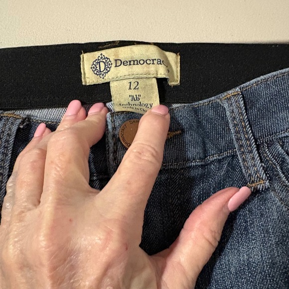 Democracy Absolution Straight Leg Jeans Blue Raw Hem Size 12 Distressed Med Wash - Picture 3 of 10